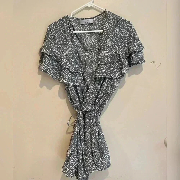 Auguste Edie Cascade Dusty Blue Wrap Mini Dress - Picture 2 of 8